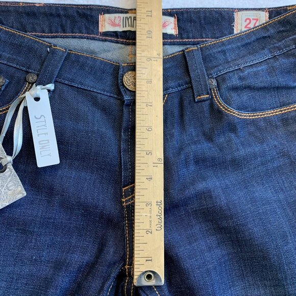 Imagine LA ISKO Y2K Bootcut Denim Jeans Unique Bird Pockets 27x34 RARE NWT - Picture 10 of 11